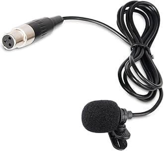 Lavalier Lapel Microphone with Mini XLR Jack, Hand-Free Clip-on Lapel Mic Compatible with Wireless Mic System UHF bodypacks Voice Amplifier
