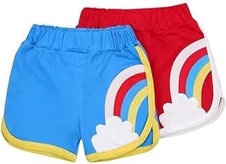 KYDA KIDS® Girls 100% Cotton Plain Regular Fit Shorts for Summer- Multicolor(Pack of 3)