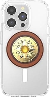 PopSockets Phone Grip for MagSafe, Secure Magnetic Phone Grip & Stand, Hands-Free Kickstand, Wireless Charging Compatible - Enamel Sun Jewel Amber