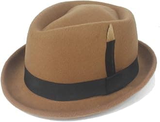 Hipster 2019 Fedora Hat Fashion Felt Wool Black Feather Ladies Hat Men's Panama Jazz Hat Gangster Hat (Color : Khaki, Size : 56-58cm)