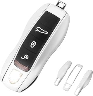 for Porsche Key Fob Cover,3-Piece Painted Key Shell Compatible with Porsche Cayenne Panamera Macan 911 Boxter Cayman (White)