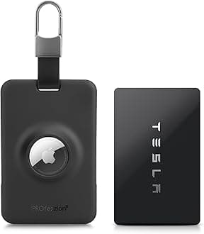 Tesla Key Card Holder with AirTag Slot, AirTag Tesla Card Plastic Card Key Holder for Model 3 Y S X Cybertruck with Keychain Key Rings, Key Card Protective Case Cover for Tesla - 1 Pack