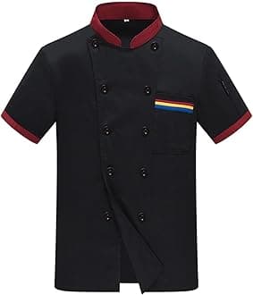 Men's Chef Coat Uniform Short Sleeve Cook Jacket Restaurant Kitchen Work Breathable Clothes