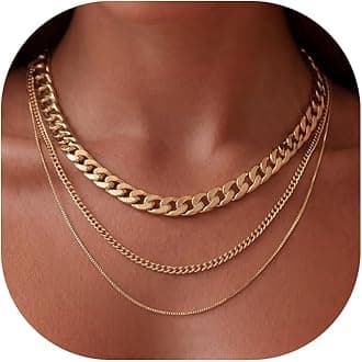 Freekiss Herringbone Necklace for Women,Dainty Gold Necklace,14k Gold Plated Snake,Gold Chain Choker Necklaces,Simple Gold Layered Necklaces,Gold Jewelry Gift for Women