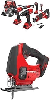 CRAFTSMAN Cordless Drill Combo Kit, 7 Tool & Jig Saw (CMCK700D2 & CMCS600B)