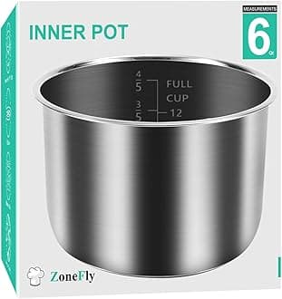 6Qt Power Cooker XL Replacement Inner Pot Stainless Steel Compatible with 6 Quart Power Pressure Cooker PPC770 PPC771 PPC770-1 PRO PCXL-PRO6 YBD60-100 WAL1 WAL2 Stainless Steel Inner Pot Parts - 6 QT