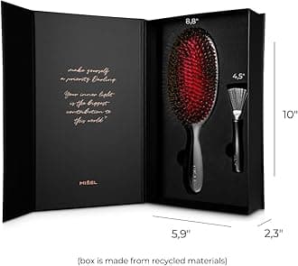 Professional Detangling Hair Brush made with Premium Boar Bristle and Nylon. Used by Salons, great for extensions. (Large-Combo, black)