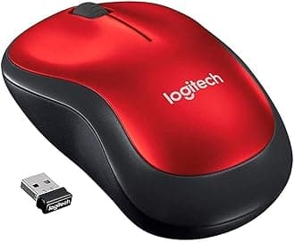 Logitech M185 Wireless Mouse, 2.4GHz with USB Mini Receiver, 12-Month Battery Life, 1000 DPI Optical Tracking, Ambidextrous, Compatible with PC, Mac, Laptop - Red