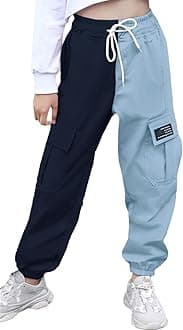 SANGTREE Girls & Womens Drawstring Cargo Jogger Pants,3 Years - Women 3XL