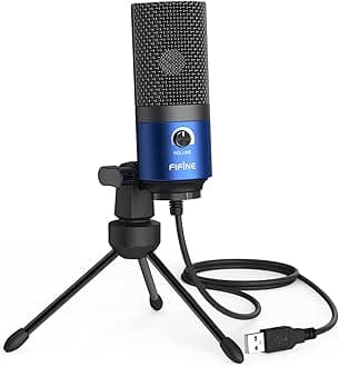 USB Computer Microphone for Recording YouTube Video Voice Over Vocals for Mac & PC, Condenser Mic with Gain Control for Home Studio, Plug & Play - K669L