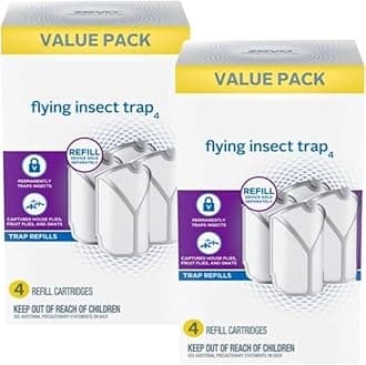 Zevo Flying Insect Trap for Indoors: Light Trap Captures Fruit Flies, Gnats and Houseflies (8 Refills Cartridges Pack)