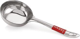 HAZEL Stainless Steel Round Ladle Spoon | Kadchi for Cooking & Serving Dal Ladle for Kitchen | Heavy Duty Stainless Steel Spoodle 8 cm Dia