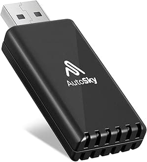 AutoSky Wireless CarPlay Adapter - Newest and Fastest 5Ghz - - Plug and Play - USB-C and USB-A Cables - Wired CarPlay Required
