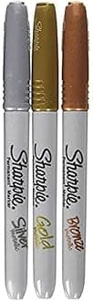 Fine Point Metallic Permanent Markers - Silver/Gold/Bronze (1-Pack of 3)