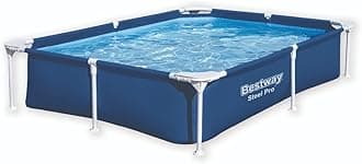 56401 Steel Pro Pool | Swimming Pool, Rectangle Above Ground Fast Set Pool, Children’s Detachable Pool, Multiple Sizes, Blue, 221 x 150 x 43 cm