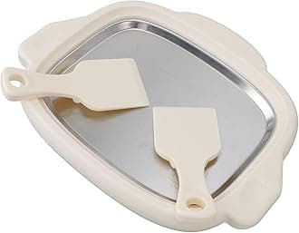 gernie Instant Ice Cream Maker, Stainless Steel Plate Rolled Ice Cream Maker with 2 Shovels, Fried Yogurt Machine Ice Stir Frying Machine for Frozen Yogurt, Sorbet, Gelato (White)