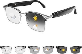 Bluetooth Audio Smart Glasses, Blue Light Glasses for Women Men, Remote Shooting, Color-Change Anti-Blue Light Polarized Built-in Microphone for Android iOS