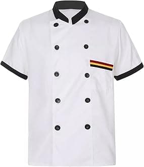 HGHASFGBUnisex Chef Coat Short Sleeve Jacket,Breathable,Comfortable Button Closure - Kitchen,Restaurant,Hotel Uniform A