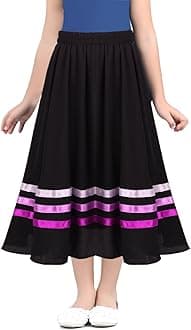 Kids Girls Full Circle Ballet Character Skirts Dance Skirts Lyrical Liturgical Praise Dancewear with Ribbons