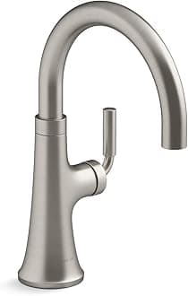 Kohler 23767-VS Tone Single Handle Kitchen Bar Faucet, Prep Sink Faucet, Wet Bar Faucet, Faucet for Bar Sink, Vibrant Stainless