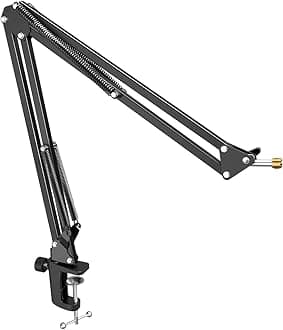 Microphone Arm Stand, FIFINE Suspension Boom Scissor Mic Stand with Heavy Duty Clamp, 3/8" to 5/8" Adapter, for Voice-over, Gaming, Recording, Studio, Home Office (CS1)