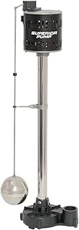 Superior Pump 92551 1/2 HP Stainless Steel and Cast Iron Pedestal Sump Pump, Black