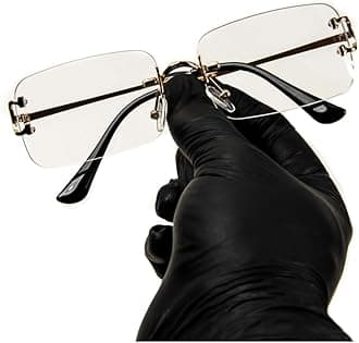 Street Knitted Unisex Frameless Gold Frame Retro Rimless Clear Lens Hip Hop Glasses