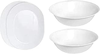 Corelle 12-1/4-Inch Serving Platter, Winter Frost White - 2-Pack with 2-Quart Serving Bowl, Winter Frost White 2PK - Set of 4