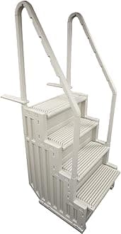 Confer Plastics Step-1X: Sturdy Above Ground Entry System, Dual Handrails, Slip-Resistant Steps, Supports 400 lbs, Easy Install, Gray – Made in USA, Warm Grey with Warm Grey Treads