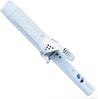 - Professional GlamWave Ceramic Curling Iron, Long-Lasting Natural Curls, Instant Heat, Hair Curler, Curling Wand, Available in USA (1.4 inch, Creamy Blue)