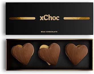 xChoc Milk Chocolate Hearts For Couples - Improve Mood, Performance & Energy - Vegetarian & Gluten-Free for Men & Woman
