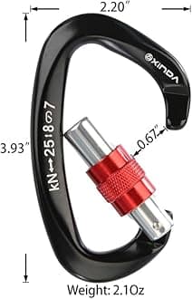XINDA Screwgate Locking Carabiner Clip - Professional Rock Climbing Carabiner Screw Lock,Heavy Duty Carabiners for Climbing,Mountaineer,Hammock,Camping,Outdoor Equipment