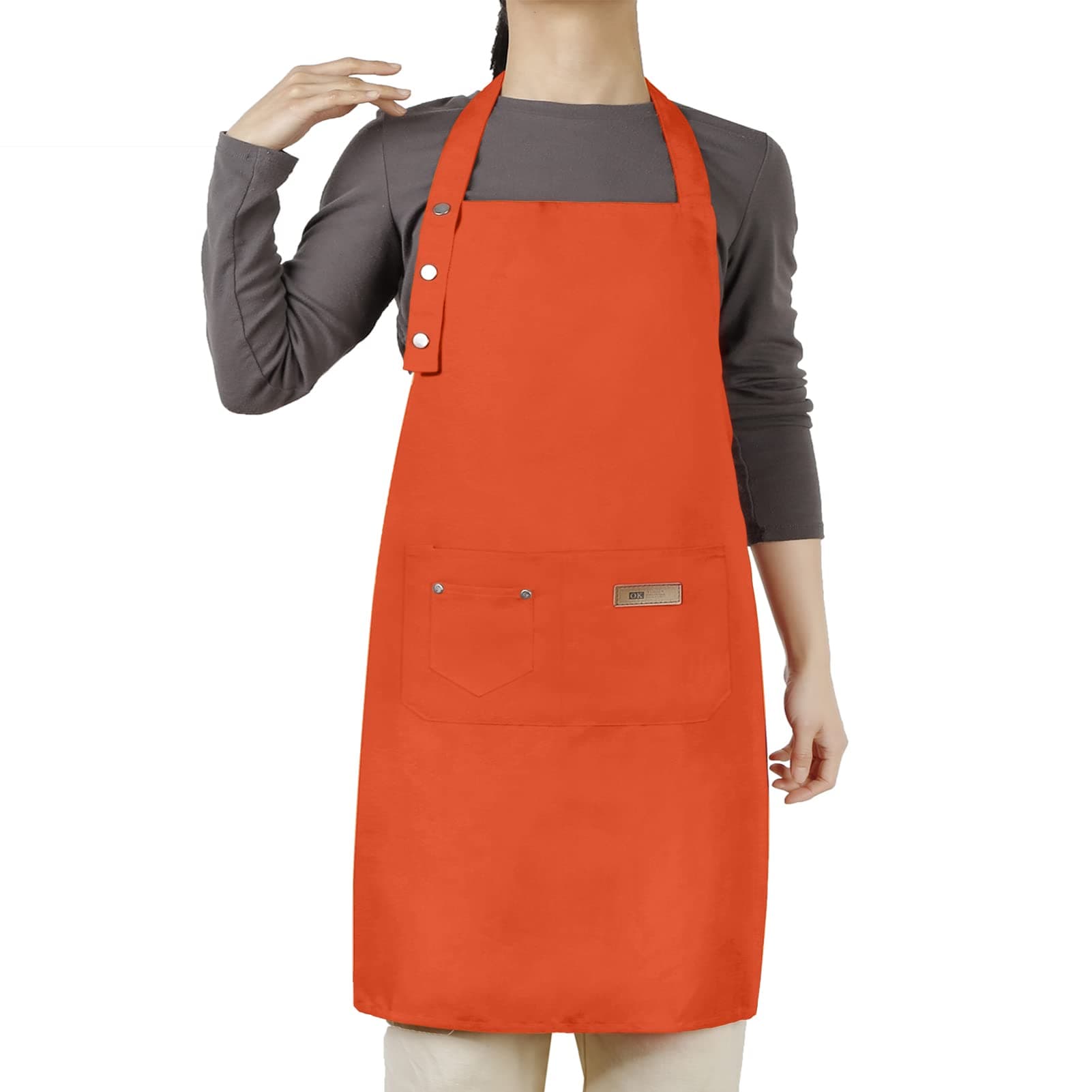 Button apron orange