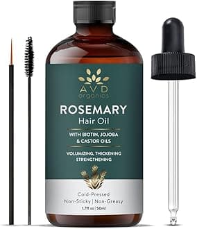 AVD Organics Rosemary Oil for Hair Growth – Enriched with Biotin Jojoba & Castor Oil | Strengthening & Volumizing Natural Hair Oil | Non-GMO Verified | 50ml