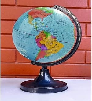Rotating 3 Inch World Globe with Plastic Base for Office Table, Show pieces, Home Décor, and Decorations items, Study Table decor Items, Birthday, Party Gifts and Aniversary.