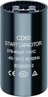 378-454 uf/MFD 110-125 VAC Round Start Capacitor ±20% 50/60 Hz CD60 Round Motor Well Pump Start Capacitor (378-454 uf/MFD)