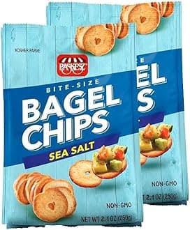 Bagel Chips Toast Sea Salt - Melba Toast Rounds Gourmet Crackers - Mini Toasts - Toast Crackers - Non GMO Crackers, Non GMO Snacks - Cracker Chips - 2.1 oz, 2 Pack
