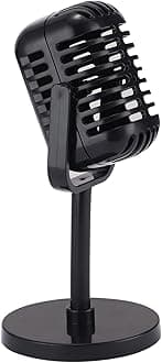 Facmogu Vintage Microphone Prop, Fake Retro Microphone for Costume & Role Play, Antique Stage Decor - Black