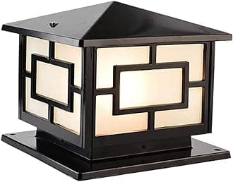 Pillar Lights Outdoor, IP65 Waterproof Column Lights Outdoor Rustproof Aluminum Glass Pillar Light Fixtures Fence Column Post Light Traditional Landscape Lighting E26