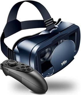 5~7inch VRG Pro 3D VR Glasses Virtual Reality Full Screen Visual Wide-Angle VR Glasses Box for 5 to 7 inch Smartphone Eyeglasses with Remote Control (Black Basic)