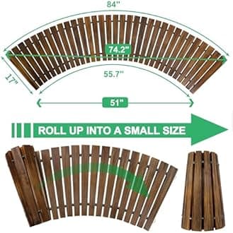 RELIANCER 6' Wooden Garden Pathway,Outdoor Roll Out Cedar Curved Walkway,Patio Path Decorative Garden Boardwalk Walkways,Weather-Resistant Roll Up Beach Wood Road Floor,Wedding Party Pathways