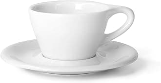 notNeutral Lino Porcelain Cup & Saucer Double Cappuccino 6 oz (White, 6 oz, 4)