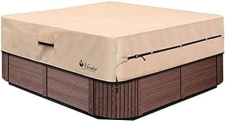 UCEDER Waterproof Hot Tub Cover Outdoor Spa Cover (91''x 91''x20) 600D Heavy Duty Polyester Hot Tub Cover Protector(Brown)