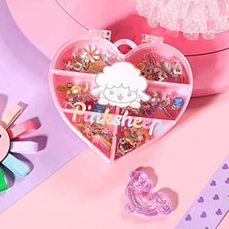 Pinksheep Clip On Earrings for Little Girls, Flamingo Butterfly Kids, 12 Pairs, Best