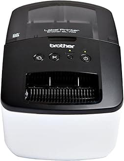 Brother QL-700 Label Maker, USB 2.0, Address Label Printer, Desktop, Up to 62mm Wide Labels, UK Plug, Black Print Only