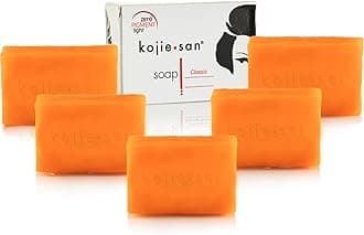 Kojie San Skin Brightening Soap - Original Kojic Acid, Dark Spot Remover Bar Soap with Coconut & Tea Tree Oil - 135g x 5 Bars