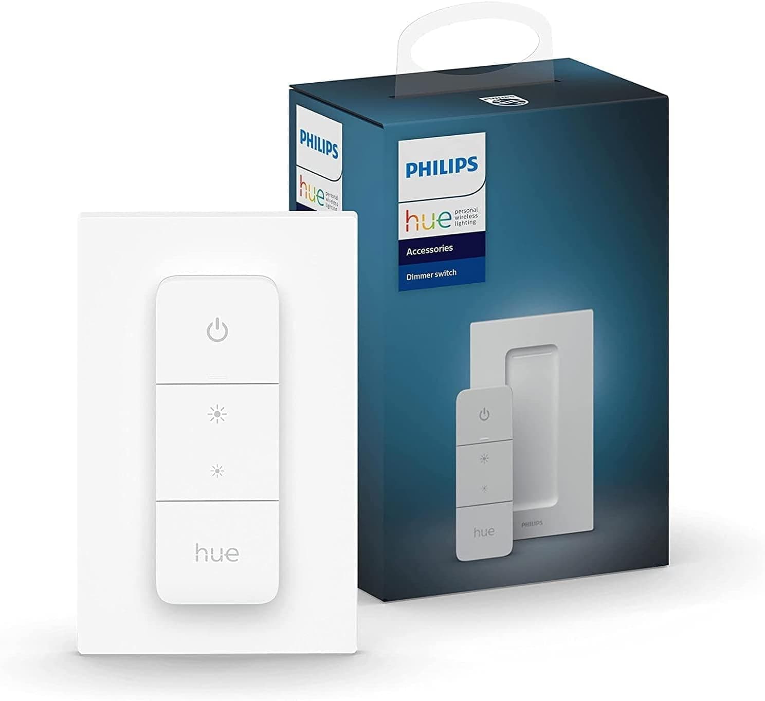 Smart Wireless Dimmer Switch V2 (Installation-Free, Exclusive Philips Hue Lights) for Indoor Home Lighting, Livingroom, Bedroom