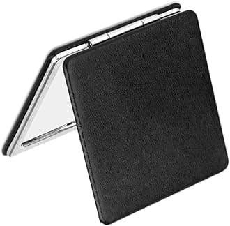 Magnifying Compact Mirror for Purses,Mpowtech Handheld Mirror 2 x 1x Magnification Compact Travel Makeup Mirror,Perfect for Purse, Pocket and Travel (Black)
