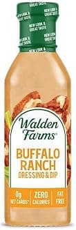 Walden Farms Buffalo Ranch Dressing 12 oz. Bottle Creamy and Spicy Flavor Fresh and Delicious 0g Net Carbs Condiment Kosher Certified So Tasty on Salad Wing Chicken Dip Celery