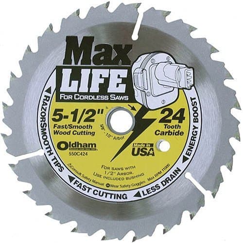 2 Pack Oldham 550C424 5-1/2" x 24 Tooth Contractor Combination Carbide Circular Saw Blades
